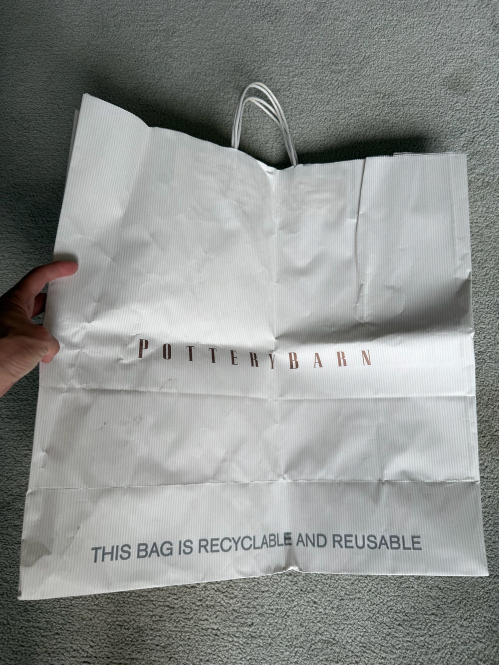 🗽2 LRG Pottery Barn White Shopping Bags
